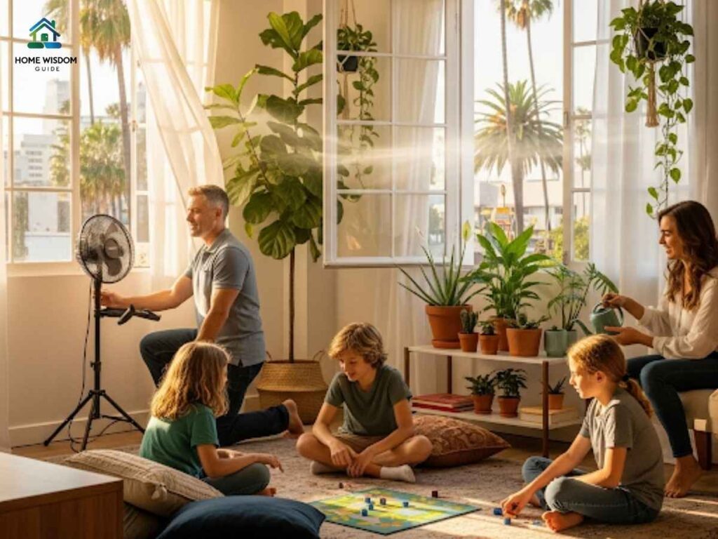 Improving Indoor Air Quality in Los Angeles Apartments 2 Family in Los Angeles apartment using ventilation and plants to boost indoor air quality naturally