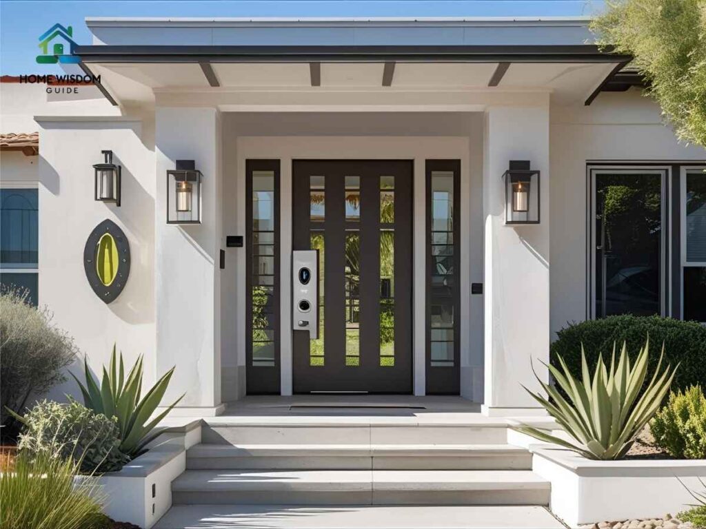 Modern smart lock installed on Fresno style home entrance in Los Angeles