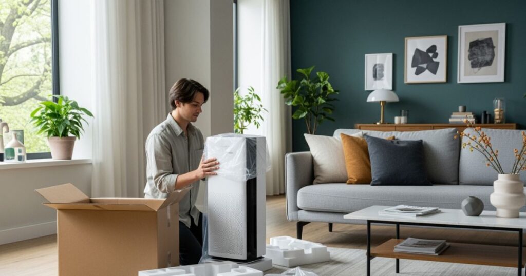 Breathe Easy in Los Angeles: Elevate Your Indoor Air Quality with Expert HVAC Service 1 Los Angeles living room with advanced HVAC air purifier 1
